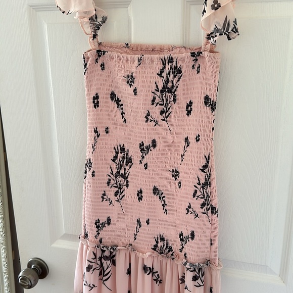 Kimi + Kai Drop Waist Pink Stretch Maxi Ruffle Dress With Ruffle Straps Size S - Picture 6 of 7